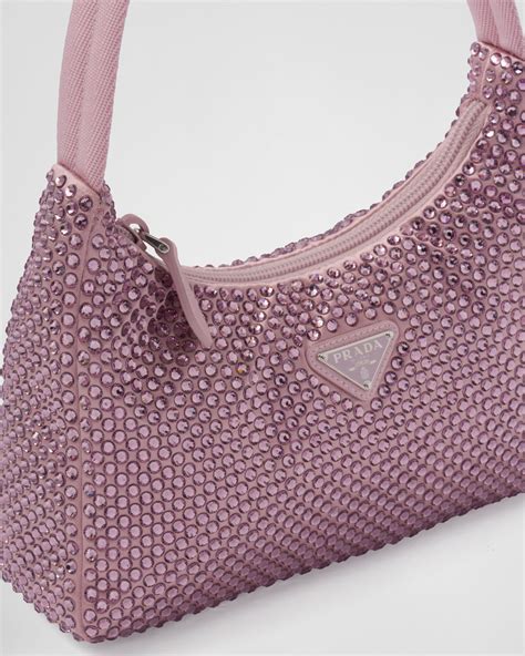 prada bag pink fur|prada pink rhinestone bag.